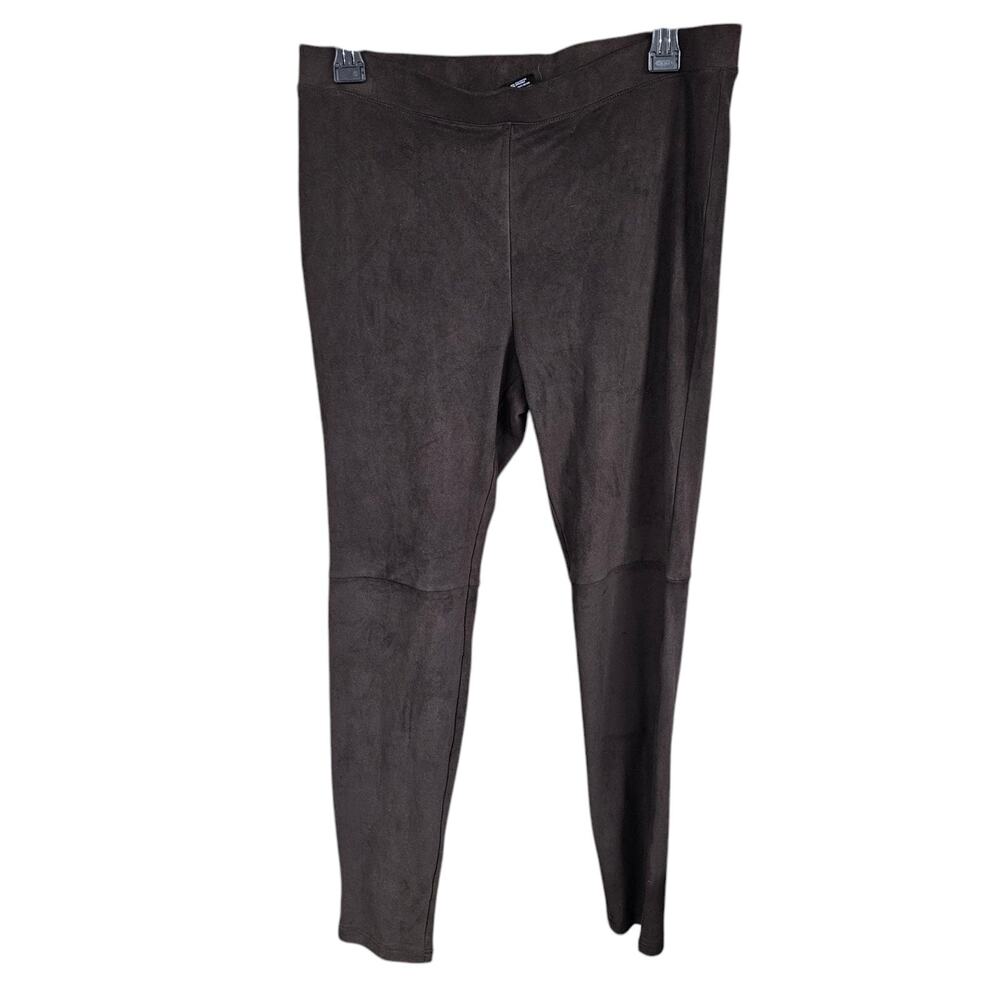 HUE Women's Leggings Sz Large‎ Brown Micro Suede Espresso